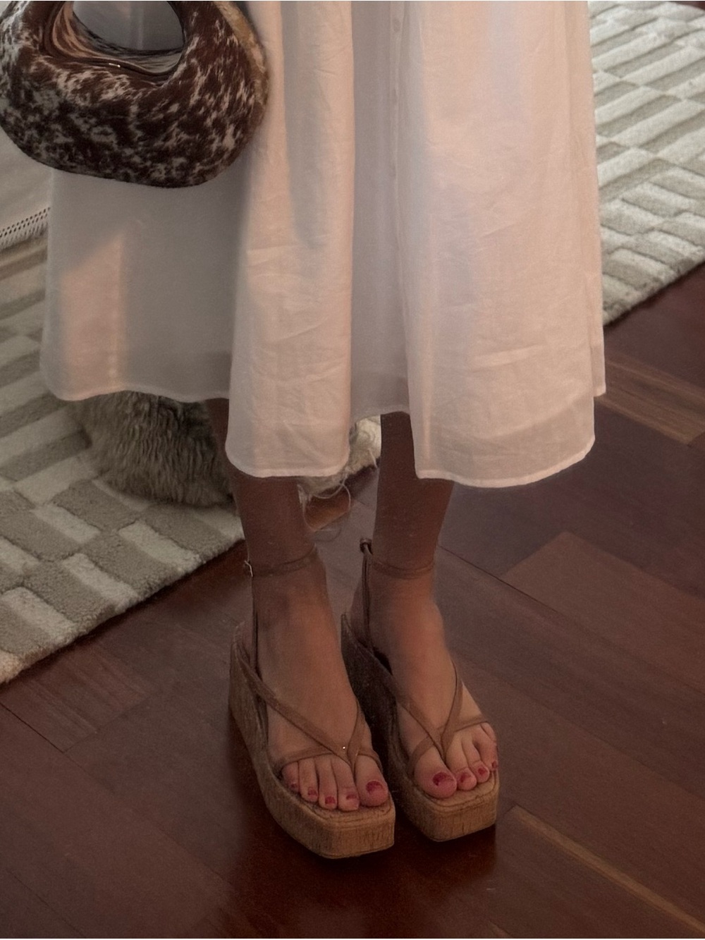 Steve Madden Tan Cork Platform Thong Sandals